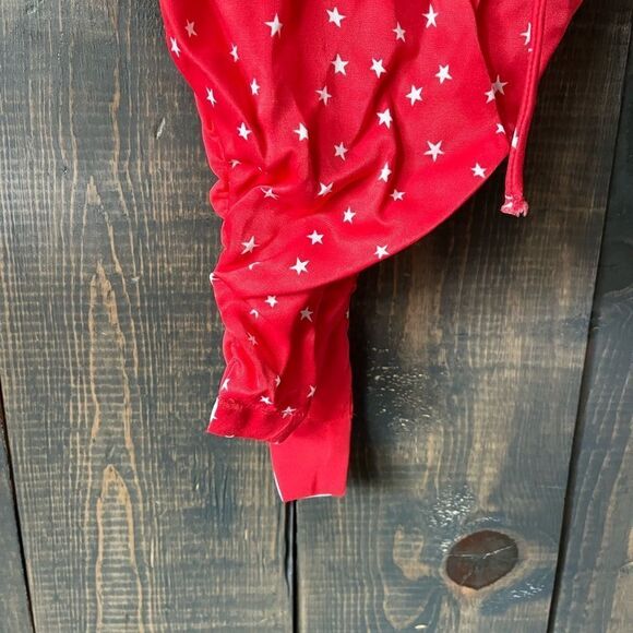 NWT Zara Star satin Effect Lace Up Bodysuit Size small Red & White C3 - Picture 4 of 7